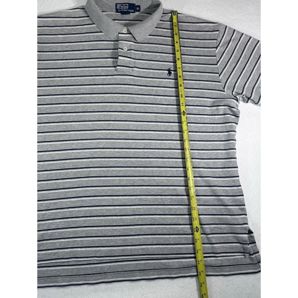 Polo by Ralph Lauren Striped Polo Shirt Men's XL Gray Cotton Short Sleeve Class